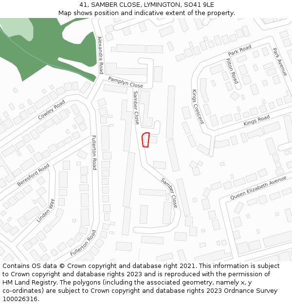 41, SAMBER CLOSE, LYMINGTON, SO41 9LE: Location map and indicative extent of plot