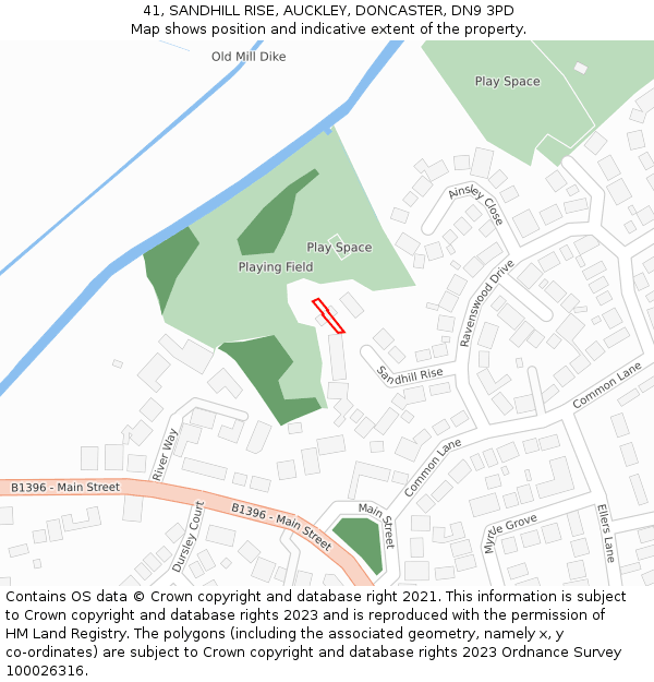 41, SANDHILL RISE, AUCKLEY, DONCASTER, DN9 3PD: Location map and indicative extent of plot