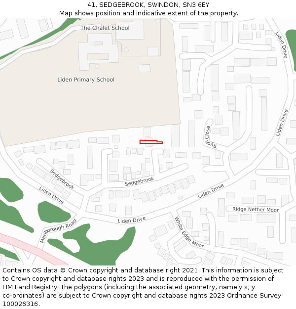 41, SEDGEBROOK, SWINDON, SN3 6EY: Location map and indicative extent of plot