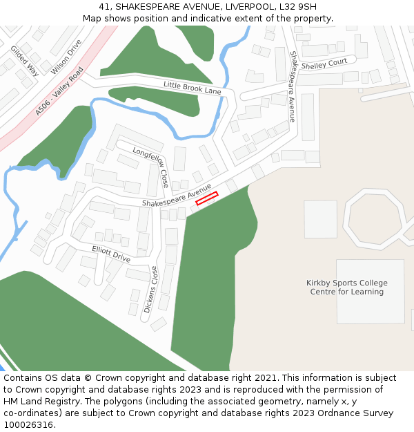 41, SHAKESPEARE AVENUE, LIVERPOOL, L32 9SH: Location map and indicative extent of plot