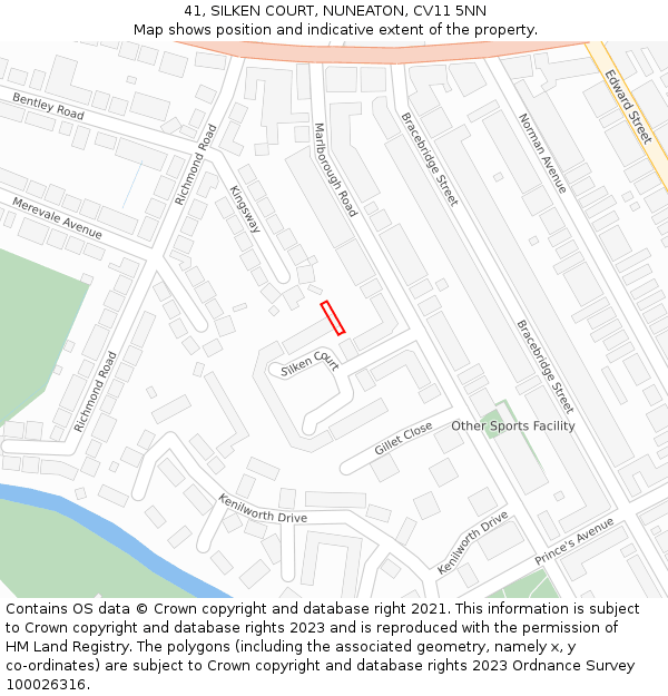 41, SILKEN COURT, NUNEATON, CV11 5NN: Location map and indicative extent of plot
