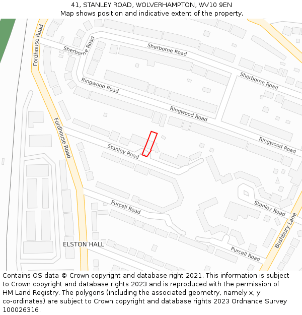 41, STANLEY ROAD, WOLVERHAMPTON, WV10 9EN: Location map and indicative extent of plot