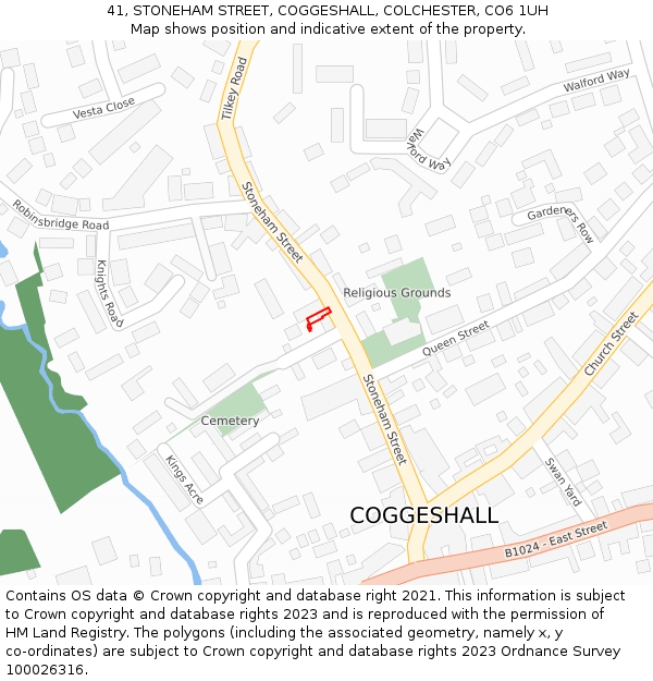41, STONEHAM STREET, COGGESHALL, COLCHESTER, CO6 1UH: Location map and indicative extent of plot