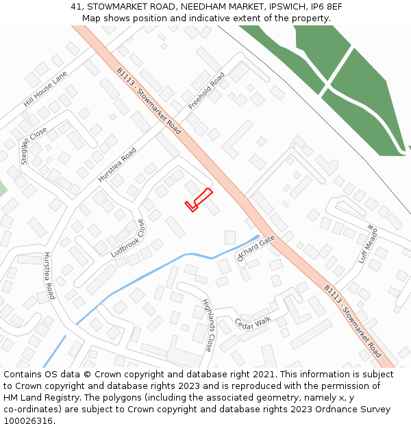 41, STOWMARKET ROAD, NEEDHAM MARKET, IPSWICH, IP6 8EF: Location map and indicative extent of plot