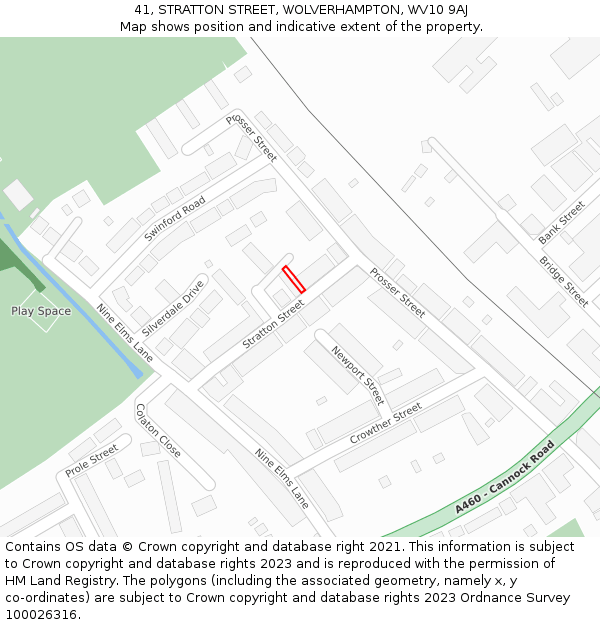 41, STRATTON STREET, WOLVERHAMPTON, WV10 9AJ: Location map and indicative extent of plot