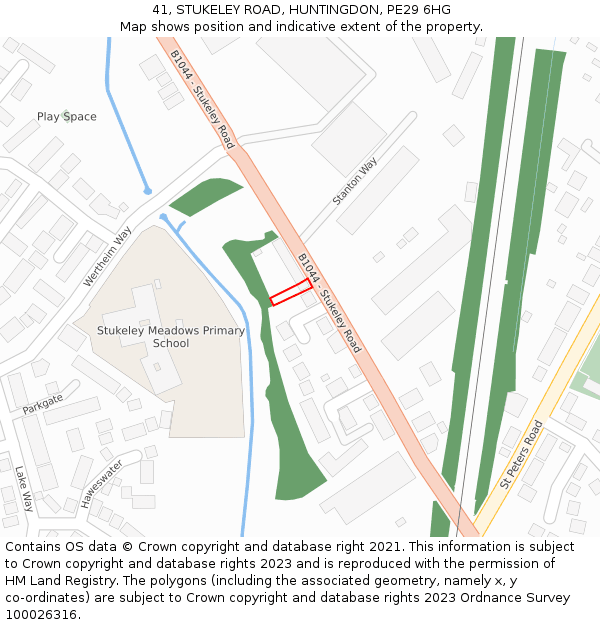 41, STUKELEY ROAD, HUNTINGDON, PE29 6HG: Location map and indicative extent of plot