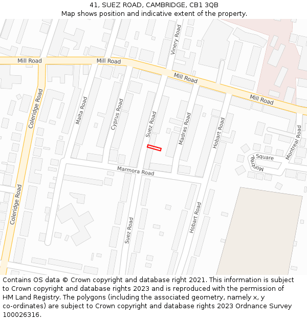 41, SUEZ ROAD, CAMBRIDGE, CB1 3QB: Location map and indicative extent of plot
