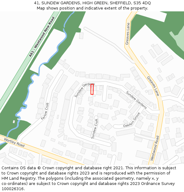 41, SUNDEW GARDENS, HIGH GREEN, SHEFFIELD, S35 4DQ: Location map and indicative extent of plot