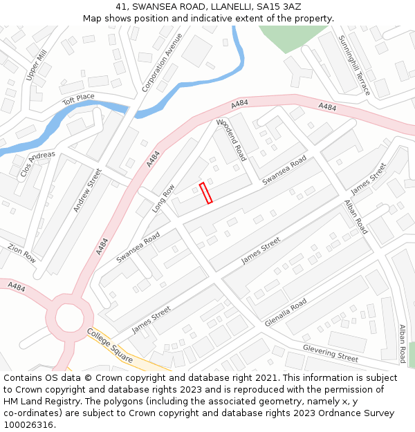 41, SWANSEA ROAD, LLANELLI, SA15 3AZ: Location map and indicative extent of plot
