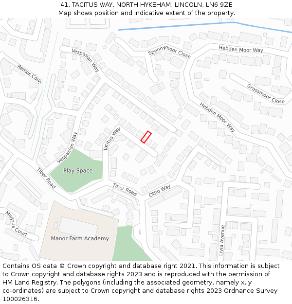 41, TACITUS WAY, NORTH HYKEHAM, LINCOLN, LN6 9ZE: Location map and indicative extent of plot
