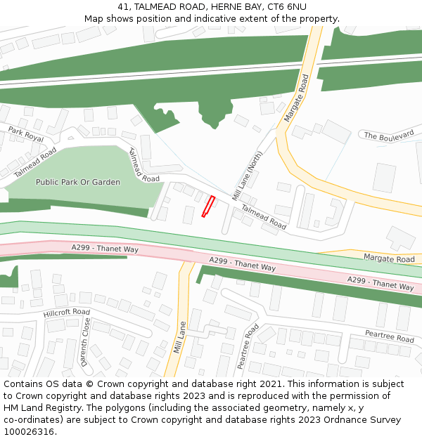 41, TALMEAD ROAD, HERNE BAY, CT6 6NU: Location map and indicative extent of plot