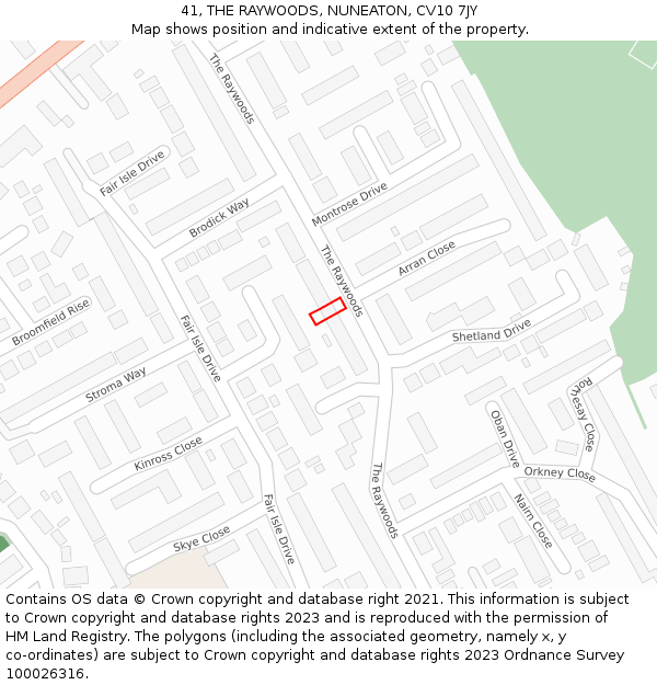 41, THE RAYWOODS, NUNEATON, CV10 7JY: Location map and indicative extent of plot