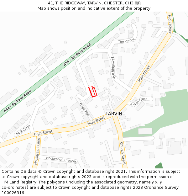 41, THE RIDGEWAY, TARVIN, CHESTER, CH3 8JR: Location map and indicative extent of plot