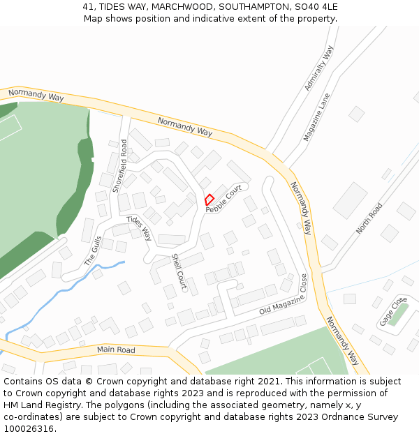 41, TIDES WAY, MARCHWOOD, SOUTHAMPTON, SO40 4LE: Location map and indicative extent of plot