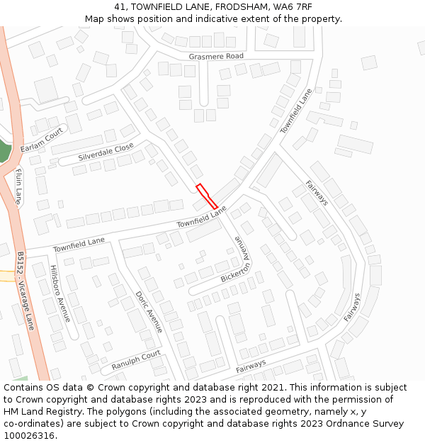 41, TOWNFIELD LANE, FRODSHAM, WA6 7RF: Location map and indicative extent of plot