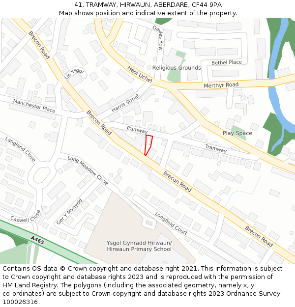 41, TRAMWAY, HIRWAUN, ABERDARE, CF44 9PA: Location map and indicative extent of plot