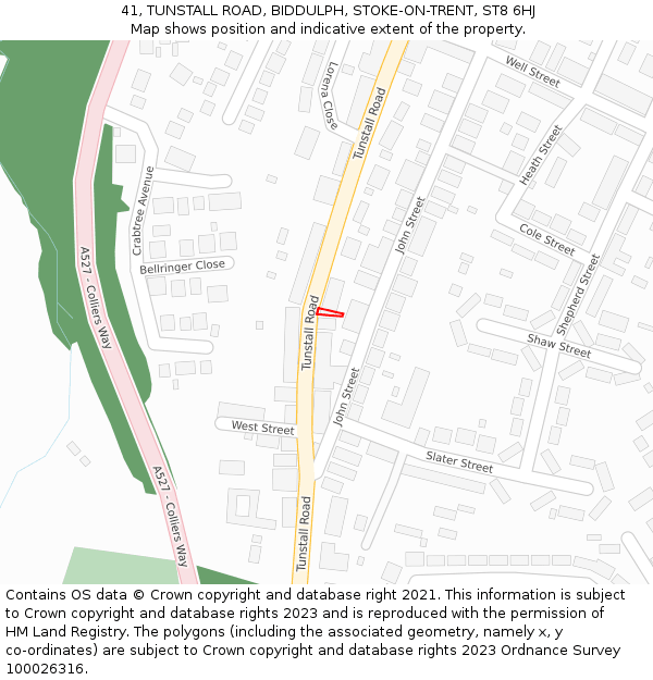 41, TUNSTALL ROAD, BIDDULPH, STOKE-ON-TRENT, ST8 6HJ: Location map and indicative extent of plot