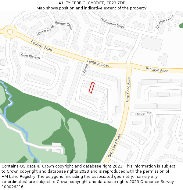 41, TY CERRIG, CARDIFF, CF23 7DP: Location map and indicative extent of plot