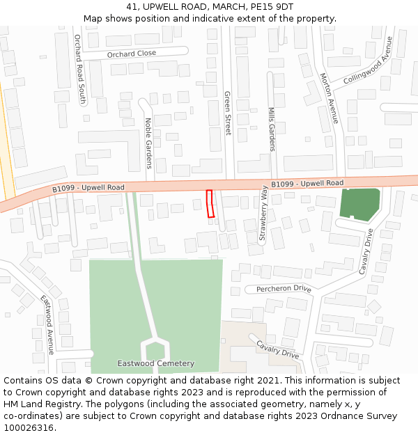 41, UPWELL ROAD, MARCH, PE15 9DT: Location map and indicative extent of plot