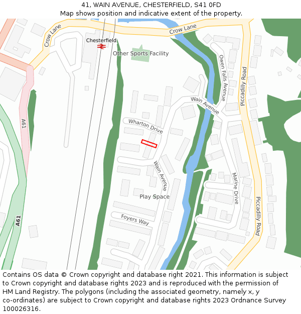 41, WAIN AVENUE, CHESTERFIELD, S41 0FD: Location map and indicative extent of plot