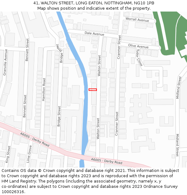 41, WALTON STREET, LONG EATON, NOTTINGHAM, NG10 1PB: Location map and indicative extent of plot