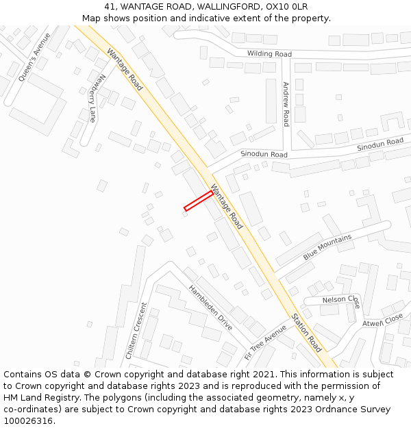41, WANTAGE ROAD, WALLINGFORD, OX10 0LR: Location map and indicative extent of plot