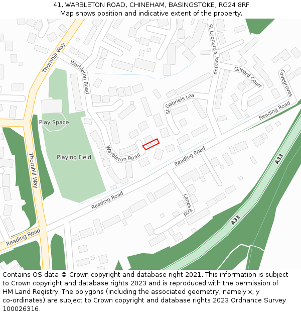 41, WARBLETON ROAD, CHINEHAM, BASINGSTOKE, RG24 8RF: Location map and indicative extent of plot