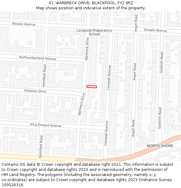 41, WARBRECK DRIVE, BLACKPOOL, FY2 9RZ: Location map and indicative extent of plot