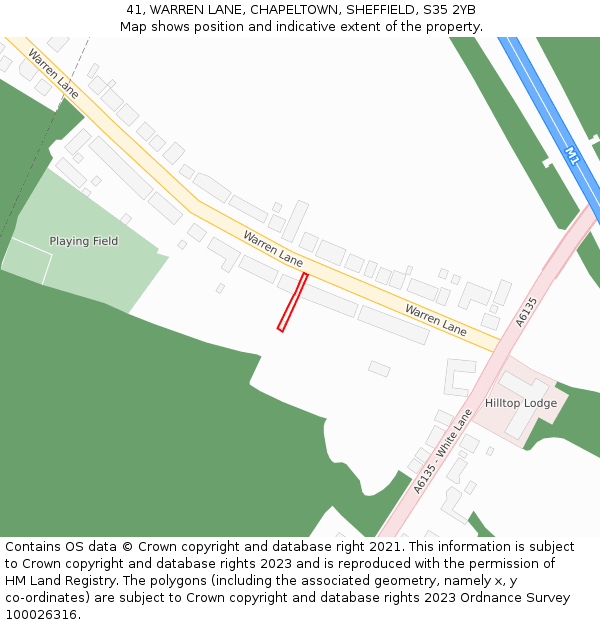41, WARREN LANE, CHAPELTOWN, SHEFFIELD, S35 2YB: Location map and indicative extent of plot