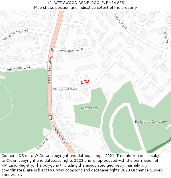 41, WEDGWOOD DRIVE, POOLE, BH14 8ES: Location map and indicative extent of plot