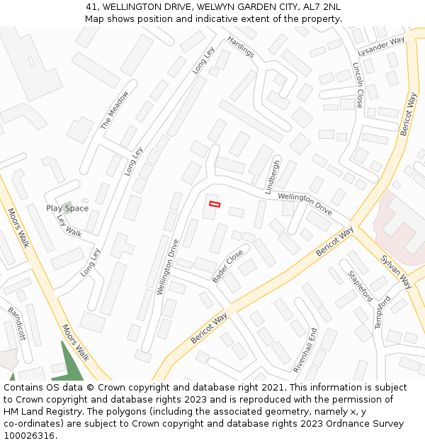41, WELLINGTON DRIVE, WELWYN GARDEN CITY, AL7 2NL: Location map and indicative extent of plot