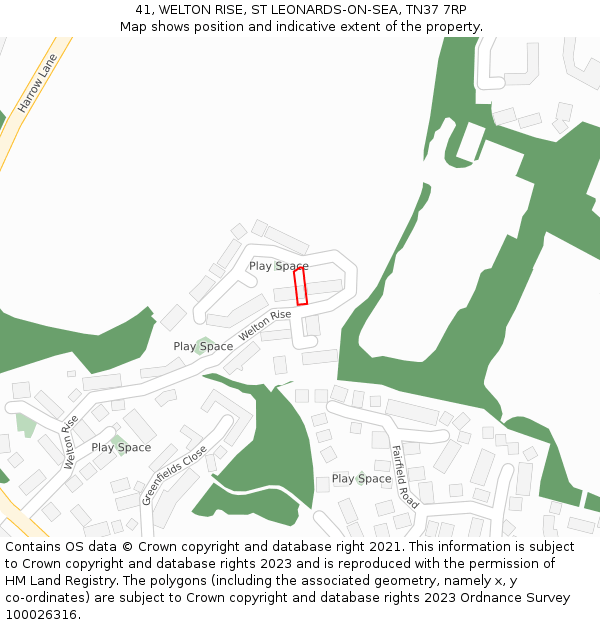41, WELTON RISE, ST LEONARDS-ON-SEA, TN37 7RP: Location map and indicative extent of plot