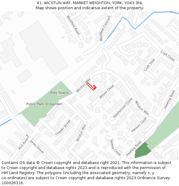 41, WICSTUN WAY, MARKET WEIGHTON, YORK, YO43 3NL: Location map and indicative extent of plot