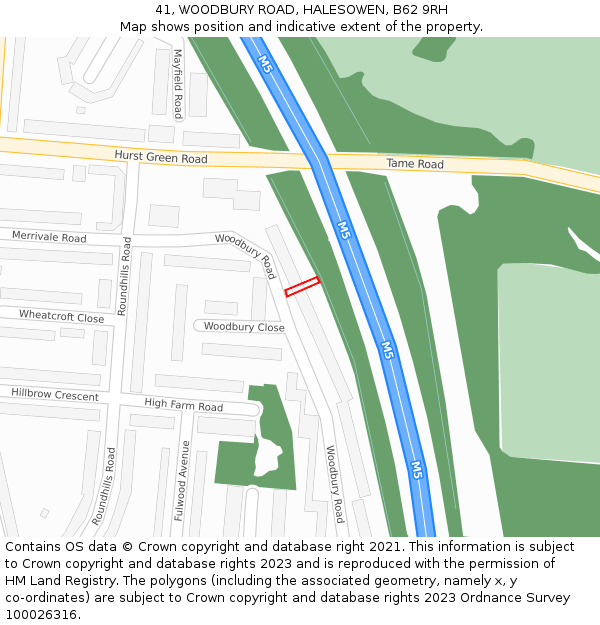 41, WOODBURY ROAD, HALESOWEN, B62 9RH: Location map and indicative extent of plot