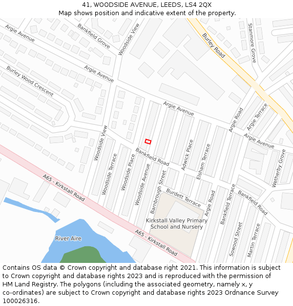 41, WOODSIDE AVENUE, LEEDS, LS4 2QX: Location map and indicative extent of plot