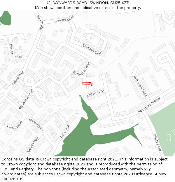 41, WYNWARDS ROAD, SWINDON, SN25 4ZP: Location map and indicative extent of plot