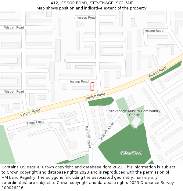 412, JESSOP ROAD, STEVENAGE, SG1 5NE: Location map and indicative extent of plot