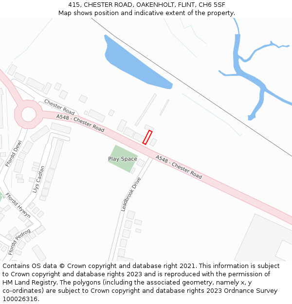 415, CHESTER ROAD, OAKENHOLT, FLINT, CH6 5SF: Location map and indicative extent of plot