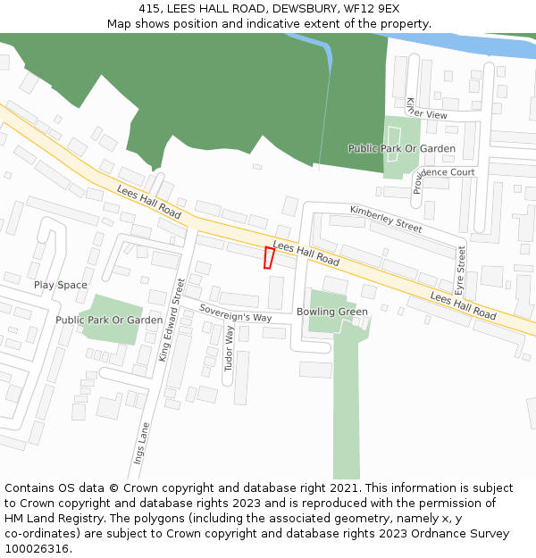 415, LEES HALL ROAD, DEWSBURY, WF12 9EX: Location map and indicative extent of plot