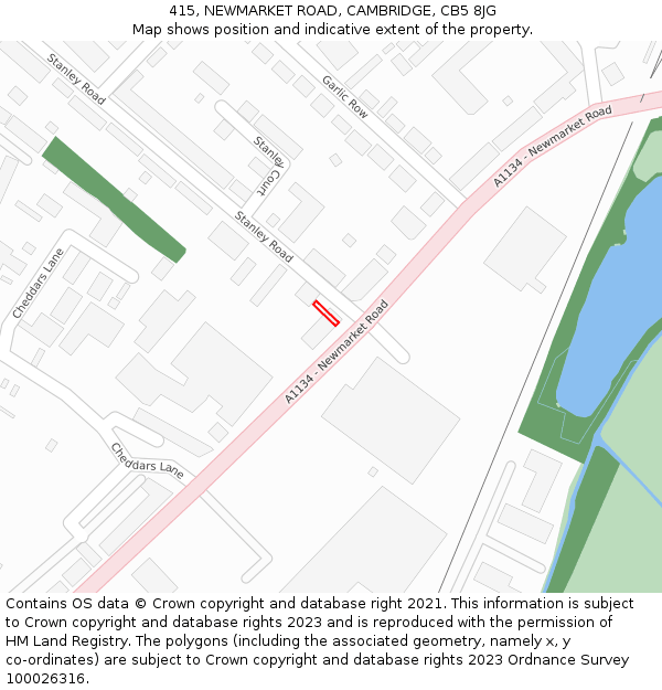 415, NEWMARKET ROAD, CAMBRIDGE, CB5 8JG: Location map and indicative extent of plot