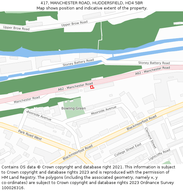 417, MANCHESTER ROAD, HUDDERSFIELD, HD4 5BR: Location map and indicative extent of plot