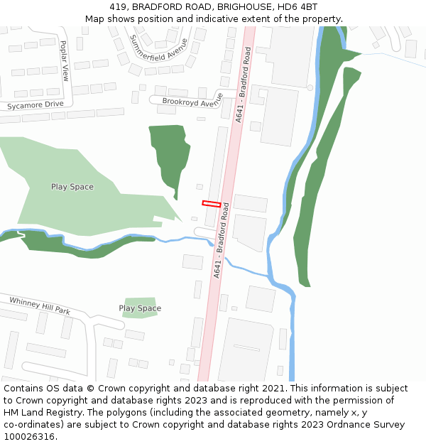 419, BRADFORD ROAD, BRIGHOUSE, HD6 4BT: Location map and indicative extent of plot