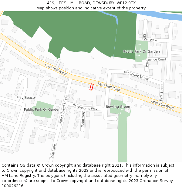 419, LEES HALL ROAD, DEWSBURY, WF12 9EX: Location map and indicative extent of plot