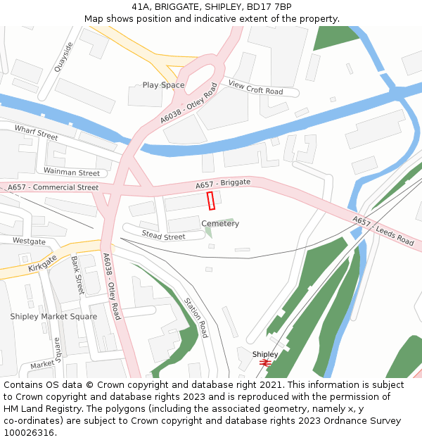 41A, BRIGGATE, SHIPLEY, BD17 7BP: Location map and indicative extent of plot