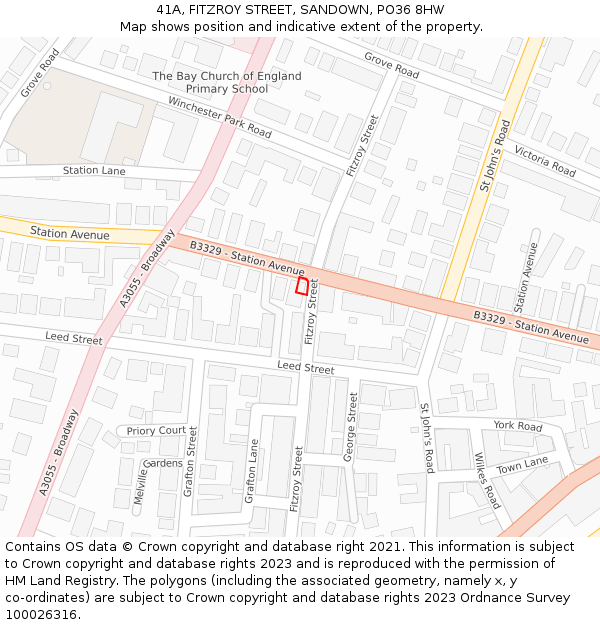 41A, FITZROY STREET, SANDOWN, PO36 8HW: Location map and indicative extent of plot