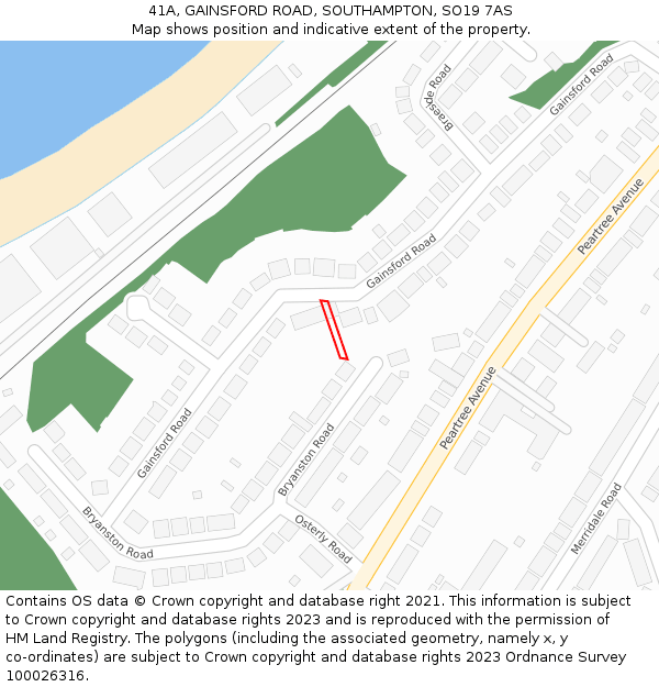 41A, GAINSFORD ROAD, SOUTHAMPTON, SO19 7AS: Location map and indicative extent of plot