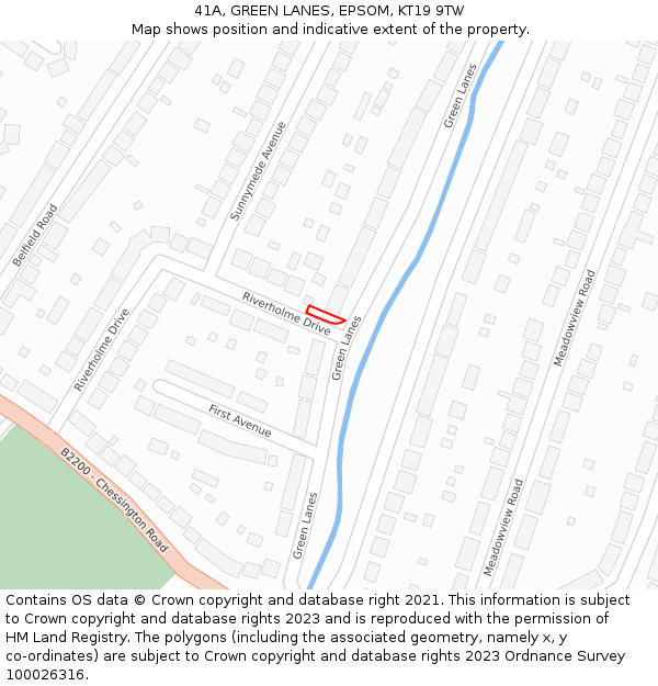 41A, GREEN LANES, EPSOM, KT19 9TW: Location map and indicative extent of plot