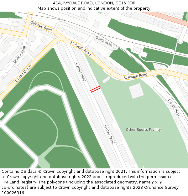 41A, IVYDALE ROAD, LONDON, SE15 3DR: Location map and indicative extent of plot