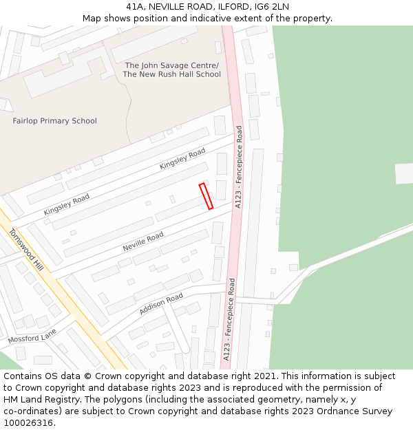 41A, NEVILLE ROAD, ILFORD, IG6 2LN: Location map and indicative extent of plot