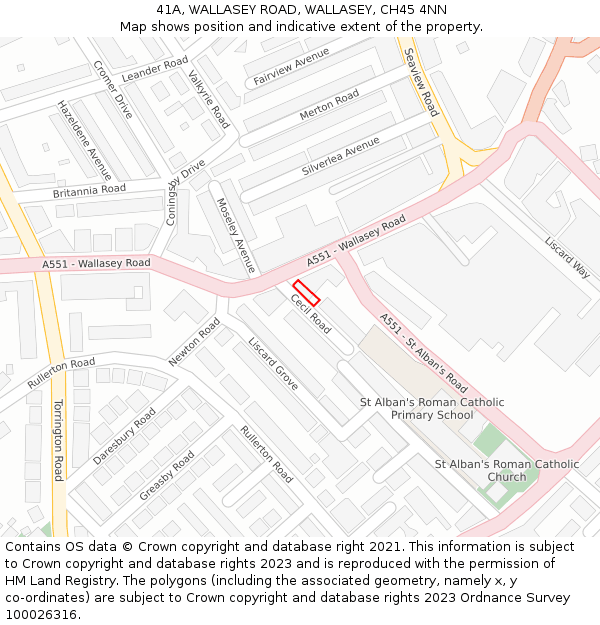 41A, WALLASEY ROAD, WALLASEY, CH45 4NN: Location map and indicative extent of plot